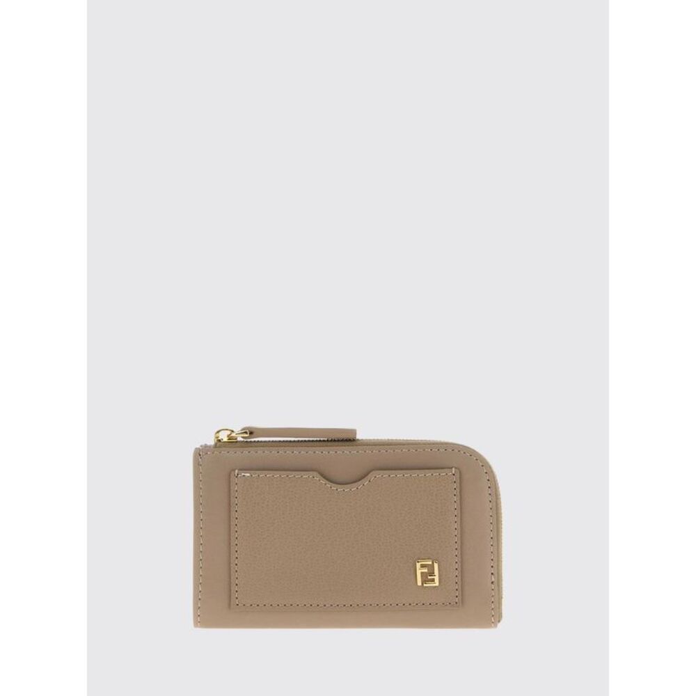 Fendi Women Fendi Flat Calfskin Card Holder With Ff Metallic Logo
